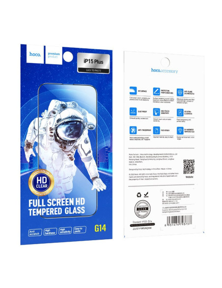 Verre trempé HOCO HD 5D Guardian (SET 10in1) - pour iPhone 15 Plus noir (G14)