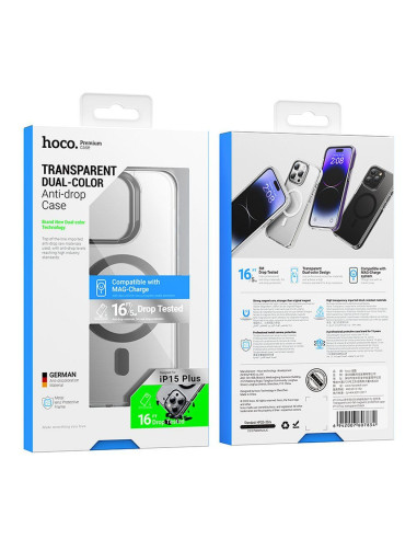 HOCO Coque compatible MagSafe AS6 pour IPHONE 15 Plus noir transparent