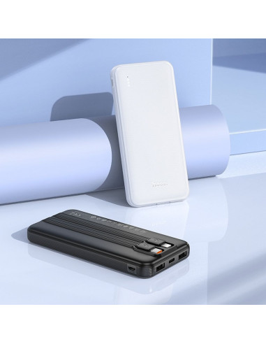 HOCO powerbank 10 000 mAh with cables Type C + Lightning 2A J118 black