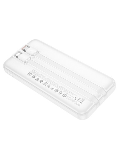 HOCO powerbank 10 000 mAh with cables Type C + Lightning 2A J118 white