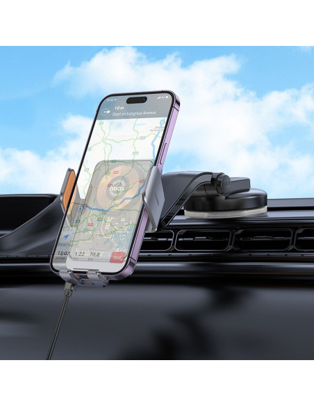Support voiture à induction HOCO pour pare-brise/planche 15W HW8 noir