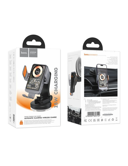 Support voiture à induction HOCO pour pare-brise/planche 15W HW8 noir