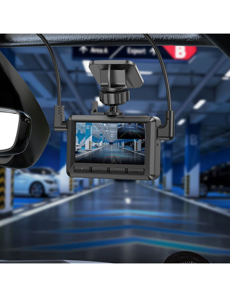 HOCO caméra voiture avec écran 2.45" + caméra arrière 1080P/30fps DV3 noir
