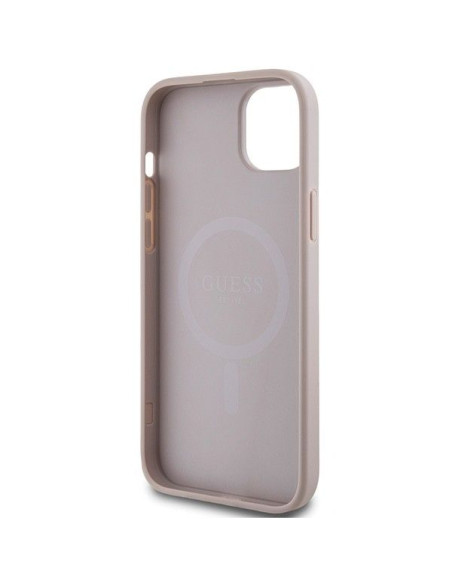 Véritable GUESS Case GUHMP15MG4GFRP pour iPhone 15 Plus (Compatible avec Magsafe / 4G Ring classic logo / pink)