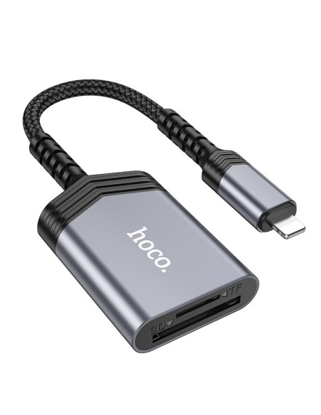 HOCO Lecteur de cartes mémoire 2-en-1 Lightning UA25 gris