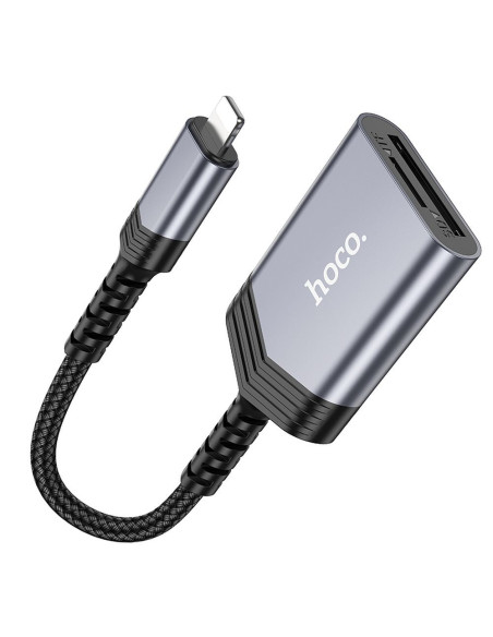 HOCO Lecteur de cartes mémoire 2-en-1 Lightning UA25 gris