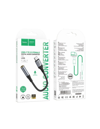 Adaptateur HOCO AUX Type C vers Jack 3,5 mm LS36 0,12 m noir
