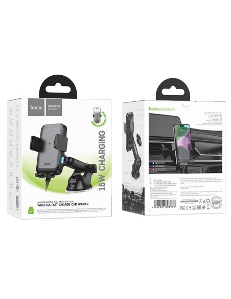 HOCO support voiture à induction pour pare-brise / tableau de bord / grille 15W HW9 noir