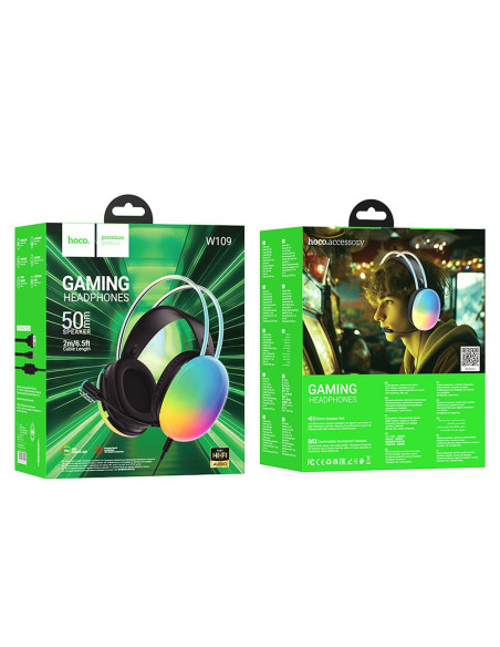 HOCO wire headphones USB A / Jack 3,5 mm with microphone W109 GAMING black