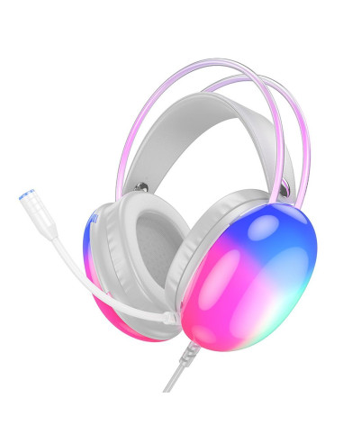 HOCO wire headphones USB A / Jack 3,5 mm with microphone W109 GAMING white