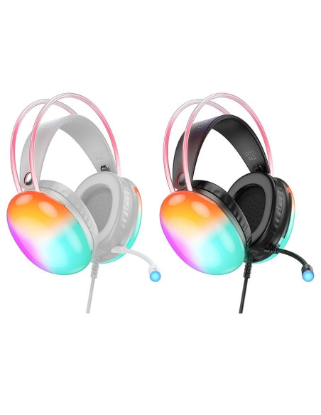 HOCO wire headphones USB A / Jack 3,5 mm with microphone W109 GAMING white