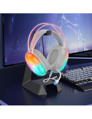 HOCO wire headphones USB A / Jack 3,5 mm with microphone W109 GAMING white
