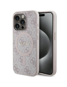 Véritable Case GUESS GUHMP15XG4GFRP pour iPhone 15 Pro Max (Compatible avec Magsafe / 4G Ring classic logo / pink)