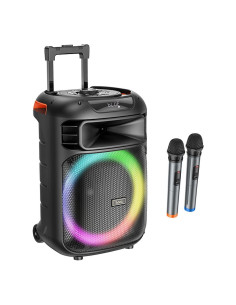 HOCO wireless speaker dancer outdoor karaoke + 2x wireless microphone LED Winner HA5 black (+ FBT, TF, USB, AUX)