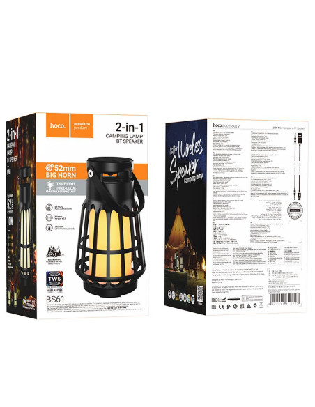 HOCO enceinte bluetooth en forme de lampe BS61 noir