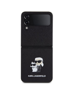 Véritable KARL LAGERFELD Case KLHCZF4SAKCNPK pour Samsung Z Flip 4 (Saffiano K&C PIN / noir) 2