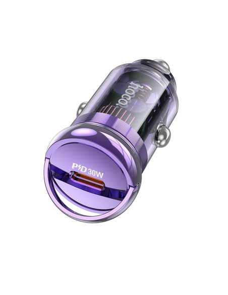 HOCO chargeur de voiture Type C PD QC3.0 3A 30W Z53 transparent violet