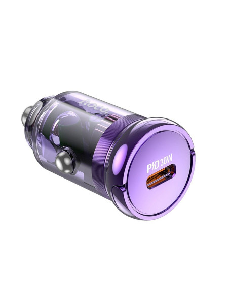 HOCO chargeur de voiture Type C PD QC3.0 3A 30W Z53 transparent violet