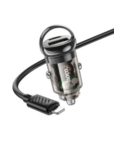 HOCO chargeur de voiture USB A + Type C + câble Type C vers Lightning PD QC3.0 3A 30W Z53A noir 2