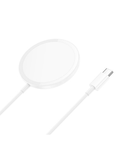 Chargeur inductif HOCO Type C compatible avec MagSafe 15W CW52 1m blanc
