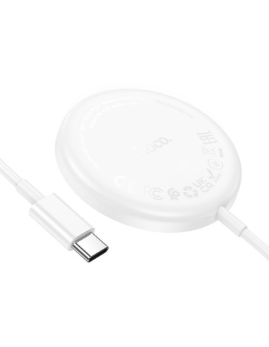 Chargeur inductif HOCO Type C compatible avec MagSafe 15W CW52 1m blanc
