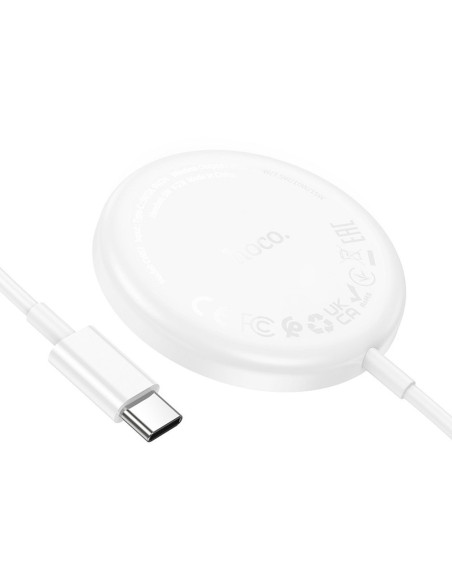 Chargeur inductif HOCO Type C compatible avec MagSafe 15W CW52 1m blanc
