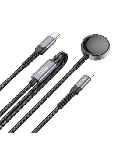 HOCO Chargeur inductif 2-en-1 Type C pour Apple Watch + câble de charge Lightning PD QC 3A CW54 1.2m noir