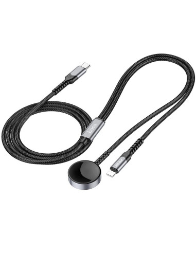 HOCO Chargeur inductif 2-en-1 Type C pour Apple Watch + câble de charge Lightning PD QC 3A CW54 1.2m noir