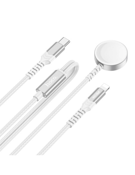 HOCO 2-in-1 Chargeur inductif Type C pour Apple Watch + Câble de charge Lightning PD QC 3A CW54 1.2m blanc