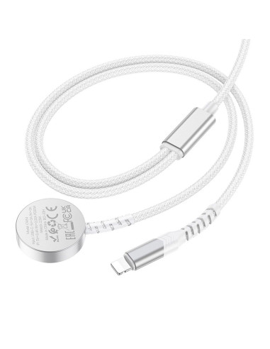 HOCO 2-in-1 Chargeur inductif Type C pour Apple Watch + Câble de charge Lightning PD QC 3A CW54 1.2m blanc