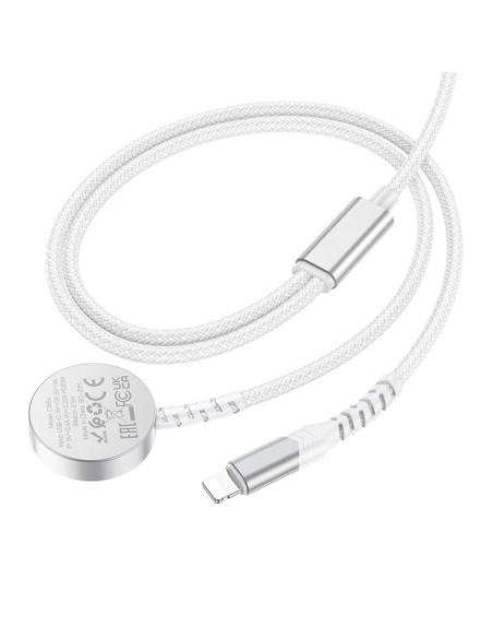 HOCO 2-in-1 Chargeur inductif Type C pour Apple Watch + Câble de charge Lightning PD QC 3A CW54 1.2m blanc