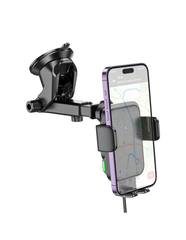 Support voiture à induction HOCO pour pare-brise/planche 15W HW11 noir