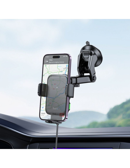 Support voiture à induction HOCO pour pare-brise/planche 15W HW11 noir