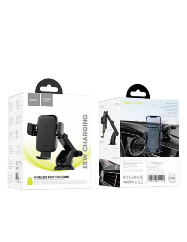 Support voiture à induction HOCO pour pare-brise/planche 15W HW11 noir