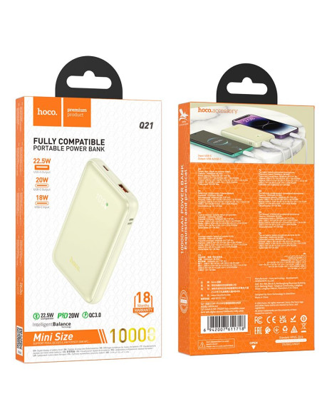 HOCO powerbank 10 000 mAh PD QC3.0 3A 22.5W Q21 blanc