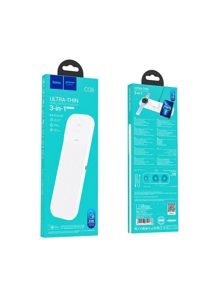 HOCO Chargeur inductif 3-en-1 compatible avec Samsung Watch 15W CQ6 blanc