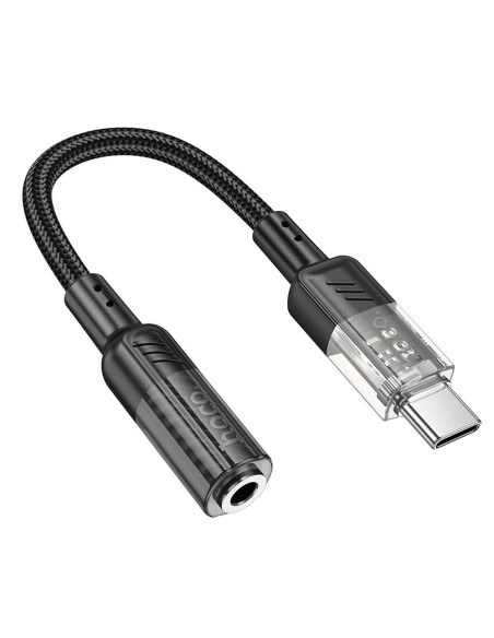 Adaptateur HOCO AUX Type C vers Jack 3,5 mm LS37 0,15 m transparent noir