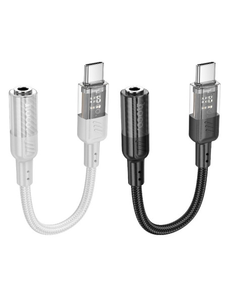 Adaptateur HOCO AUX Type C vers Jack 3,5 mm LS37 0,15 m transparent noir