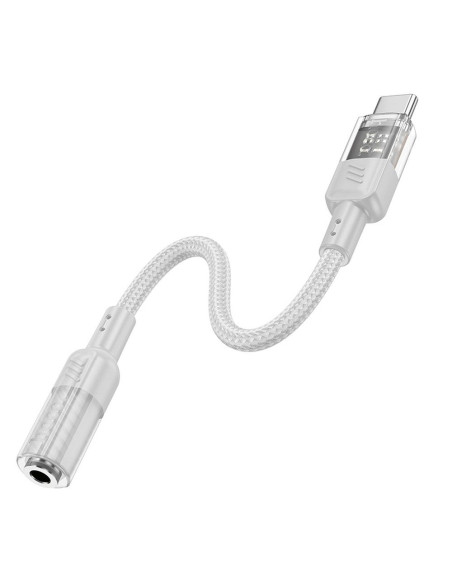 Adaptateur HOCO AUX Type C vers Jack 3,5 mm LS37 0,15 m gris transparent