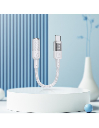 Adaptateur HOCO AUX Type C vers Jack 3,5 mm LS37 0,15 m gris transparent