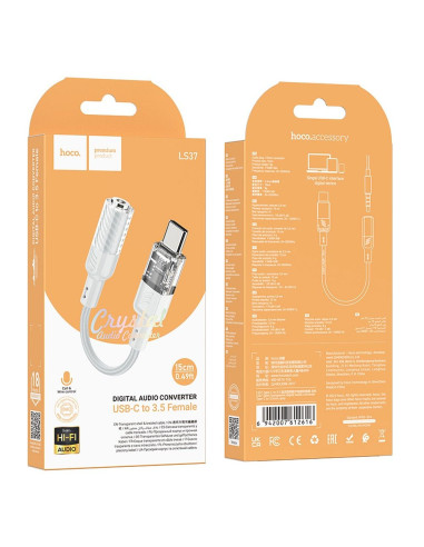 Adaptateur HOCO AUX Type C vers Jack 3,5 mm LS37 0,15 m gris transparent