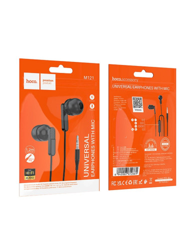 Écouteur HOCO / Écouteur intra-auriculaire 3,5 mm avec microphone M121 Noir brillant