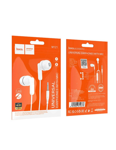 Écouteurs filaires HOCO 3,5 mm avec microphone M121 blanc