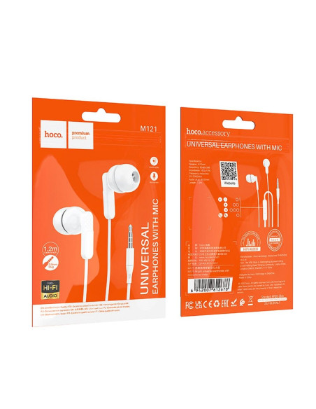 Écouteurs filaires HOCO 3,5 mm avec microphone M121 blanc
