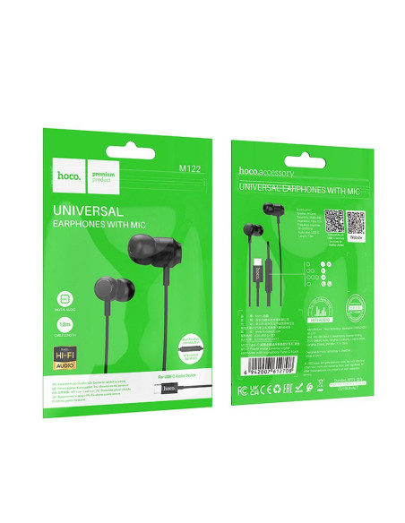 Écouteurs HOCO Type C avec microphone M122 noir