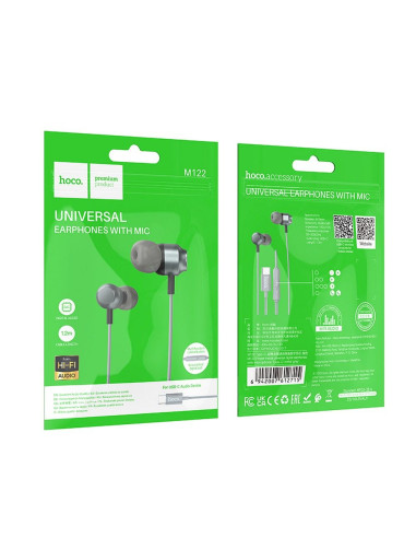 Écouteurs filaires HOCO de type C avec microphone M122 gris