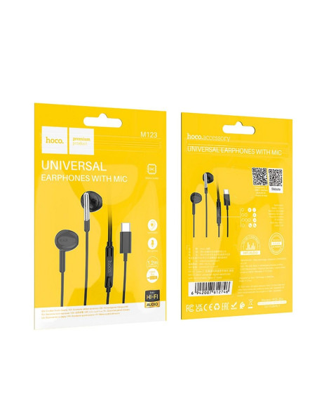 Écouteurs HOCO Type C avec microphone M123 noir