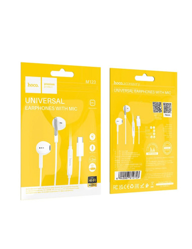 Écouteurs HOCO Type C avec microphone M123 blanc