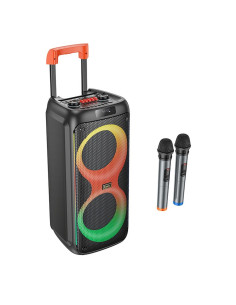 HOCO enceinte bluetooth + 2 x microphones sans fil HA7 noir