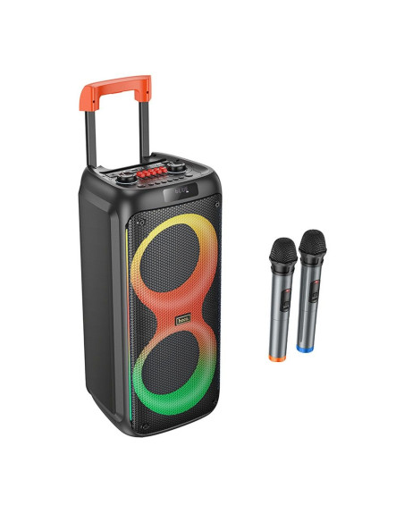 HOCO enceinte bluetooth + 2 x microphones sans fil HA7 noir